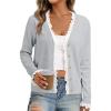 imageCicy Bell Womens Lace V Neck Cardigan Sweaters Button Down Long Sleeve Knit Tops Fall Trendy Lightweight Open Front SweaterGrey