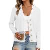 imageCicy Bell Womens Lace V Neck Cardigan Sweaters Button Down Long Sleeve Knit Tops Fall Trendy Lightweight Open Front SweaterWhite