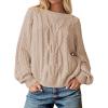 imageCicy Bell Womens Oversized Cable Knit Sweaters Crew Neck Long Sleeve Fall Chunky Pullover Casual Loose Fit Sweater TopsBeige