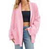 imageCicy Bell Womens Oversized Cardigans Long Sleeve Open Front Shawl Sweaters Knit Fall Outerwear with PocketsLight Pink