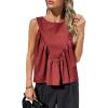 imageCicy Bell Womens Peplum Babydoll Tank Tops Summer Sleeveless Loose T Shirts Casual Shirred Flowy TopsDark Red
