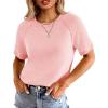 imageCicy Bell Womens Short Sleeve Sweater Casual Loose Fit Crewneck Tops Fall Dressy Pullovers ShirtsPink