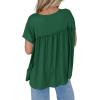 imageCicy Bell Women Summer Babydoll Tops Pleated Short Sleeve Crew Neck Peplum Blouse Casual Loose Fit T ShirtsDark Green