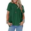 imageCicy Bell Women Summer Babydoll Tops Pleated Short Sleeve Crew Neck Peplum Blouse Casual Loose Fit T ShirtsDark Green