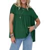 imageCicy Bell Women Summer Babydoll Tops Pleated Short Sleeve Crew Neck Peplum Blouse Casual Loose Fit T ShirtsDark Green