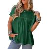 imageCicy Bell Women Summer Babydoll Tops Pleated Short Sleeve Crew Neck Peplum Blouse Casual Loose Fit T ShirtsDark Green