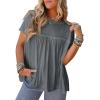 imageCicy Bell Women Summer Babydoll Tops Pleated Short Sleeve Crew Neck Peplum Blouse Casual Loose Fit T ShirtsDark Grey