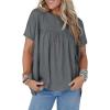 imageCicy Bell Women Summer Babydoll Tops Pleated Short Sleeve Crew Neck Peplum Blouse Casual Loose Fit T ShirtsDark Grey