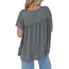imageCicy Bell Women Summer Babydoll Tops Pleated Short Sleeve Crew Neck Peplum Blouse Casual Loose Fit T ShirtsDark Grey