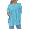 imageCicy Bell Women Summer Babydoll Tops Pleated Short Sleeve Crew Neck Peplum Blouse Casual Loose Fit T ShirtsLake Blue