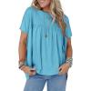 imageCicy Bell Women Summer Babydoll Tops Pleated Short Sleeve Crew Neck Peplum Blouse Casual Loose Fit T ShirtsLake Blue
