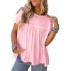 imageCicy Bell Women Summer Babydoll Tops Pleated Short Sleeve Crew Neck Peplum Blouse Casual Loose Fit T ShirtsLight Pink