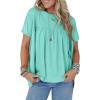 imageCicy Bell Women Summer Babydoll Tops Pleated Short Sleeve Crew Neck Peplum Blouse Casual Loose Fit T ShirtsMint