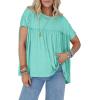 imageCicy Bell Women Summer Babydoll Tops Pleated Short Sleeve Crew Neck Peplum Blouse Casual Loose Fit T ShirtsMint