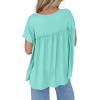 imageCicy Bell Women Summer Babydoll Tops Pleated Short Sleeve Crew Neck Peplum Blouse Casual Loose Fit T ShirtsMint