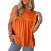 imageCicy Bell Women Summer Babydoll Tops Pleated Short Sleeve Crew Neck Peplum Blouse Casual Loose Fit T ShirtsOrange