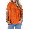 imageCicy Bell Women Summer Babydoll Tops Pleated Short Sleeve Crew Neck Peplum Blouse Casual Loose Fit T ShirtsOrange