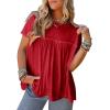 imageCicy Bell Women Summer Babydoll Tops Pleated Short Sleeve Crew Neck Peplum Blouse Casual Loose Fit T ShirtsRed