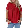 imageCicy Bell Women Summer Babydoll Tops Pleated Short Sleeve Crew Neck Peplum Blouse Casual Loose Fit T ShirtsRed