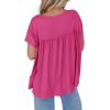 imageCicy Bell Women Summer Babydoll Tops Pleated Short Sleeve Crew Neck Peplum Blouse Casual Loose Fit T ShirtsRose Red