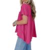 imageCicy Bell Women Summer Babydoll Tops Pleated Short Sleeve Crew Neck Peplum Blouse Casual Loose Fit T ShirtsRose Red