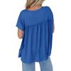 imageCicy Bell Women Summer Babydoll Tops Pleated Short Sleeve Crew Neck Peplum Blouse Casual Loose Fit T ShirtsRoyal Blue