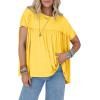 imageCicy Bell Women Summer Babydoll Tops Pleated Short Sleeve Crew Neck Peplum Blouse Casual Loose Fit T ShirtsYellow