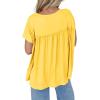 imageCicy Bell Women Summer Babydoll Tops Pleated Short Sleeve Crew Neck Peplum Blouse Casual Loose Fit T ShirtsYellow