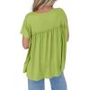 imageCicy Bell Women Summer Babydoll Tops Pleated Short Sleeve Crew Neck Peplum Blouse Casual Loose Fit T ShirtsYellowgreen