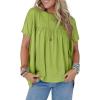 imageCicy Bell Women Summer Babydoll Tops Pleated Short Sleeve Crew Neck Peplum Blouse Casual Loose Fit T ShirtsYellowgreen