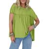 imageCicy Bell Women Summer Babydoll Tops Pleated Short Sleeve Crew Neck Peplum Blouse Casual Loose Fit T ShirtsYellowgreen
