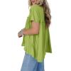 imageCicy Bell Women Summer Babydoll Tops Pleated Short Sleeve Crew Neck Peplum Blouse Casual Loose Fit T ShirtsYellowgreen