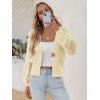 imageCicy Bell Womens Cropped Crochet Cardigans Hollow Out Button Down Lantern Sleeve Knit Sweaters Casual Mesh Loose Fit Cover UpApricot