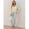 imageCicy Bell Womens Cropped Crochet Cardigans Hollow Out Button Down Lantern Sleeve Knit Sweaters Casual Mesh Loose Fit Cover UpApricot