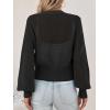 imageCicy Bell Womens Cropped Crochet Cardigans Hollow Out Button Down Lantern Sleeve Knit Sweaters Casual Mesh Loose Fit Cover UpBlack