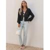 imageCicy Bell Womens Cropped Crochet Cardigans Hollow Out Button Down Lantern Sleeve Knit Sweaters Casual Mesh Loose Fit Cover UpBlack