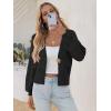 imageCicy Bell Womens Cropped Crochet Cardigans Hollow Out Button Down Lantern Sleeve Knit Sweaters Casual Mesh Loose Fit Cover UpBlack