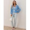 imageCicy Bell Womens Cropped Crochet Cardigans Hollow Out Button Down Lantern Sleeve Knit Sweaters Casual Mesh Loose Fit Cover UpBlue