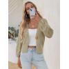 imageCicy Bell Womens Cropped Crochet Cardigans Hollow Out Button Down Lantern Sleeve Knit Sweaters Casual Mesh Loose Fit Cover UpKhaki