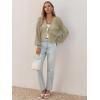 imageCicy Bell Womens Cropped Crochet Cardigans Hollow Out Button Down Lantern Sleeve Knit Sweaters Casual Mesh Loose Fit Cover UpKhaki