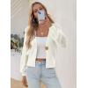 imageCicy Bell Womens Cropped Crochet Cardigans Hollow Out Button Down Lantern Sleeve Knit Sweaters Casual Mesh Loose Fit Cover UpWhite