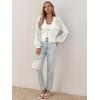 imageCicy Bell Womens Cropped Crochet Cardigans Hollow Out Button Down Lantern Sleeve Knit Sweaters Casual Mesh Loose Fit Cover UpWhite