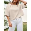 imageCicy Bell Womens Half Sleeve Sweaters Oversized Boat Neck Knitted Pullover Sweater Trendy Casual Loose Fit Fall TopsBeige