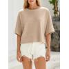 imageCicy Bell Womens Half Sleeve Sweaters Oversized Boat Neck Knitted Pullover Sweater Trendy Casual Loose Fit Fall TopsKhaki