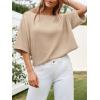 imageCicy Bell Womens Half Sleeve Sweaters Oversized Boat Neck Knitted Pullover Sweater Trendy Casual Loose Fit Fall TopsKhaki