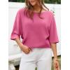 imageCicy Bell Womens Half Sleeve Sweaters Oversized Boat Neck Knitted Pullover Sweater Trendy Casual Loose Fit Fall TopsPink
