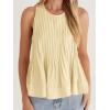 imageCicy Bell Womens Pleated Babydoll Tank Tops Summer Peplum Sleeveless Cotton Blouses Loose Fit Flowy ShirtsBeige