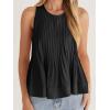 imageCicy Bell Womens Pleated Babydoll Tank Tops Summer Peplum Sleeveless Cotton Blouses Loose Fit Flowy ShirtsBlack