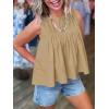 imageCicy Bell Womens Pleated Babydoll Tank Tops Summer Peplum Sleeveless Cotton Blouses Loose Fit Flowy ShirtsKhaki