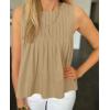 imageCicy Bell Womens Pleated Babydoll Tank Tops Summer Peplum Sleeveless Cotton Blouses Loose Fit Flowy ShirtsKhaki